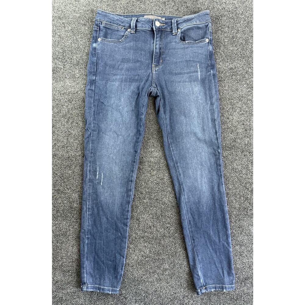 JustUSA Women’s Skinny Jeans Size 28 Mid Rise Stretch Blue Denim Distressed